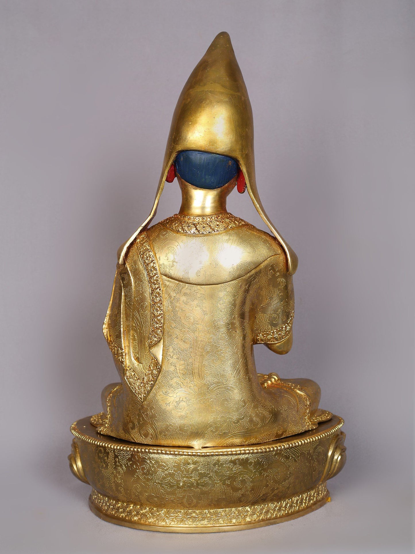 20" Tsongkhapa (Set of 3) Copper With Gold Plated Statue From Nepal | Handmade