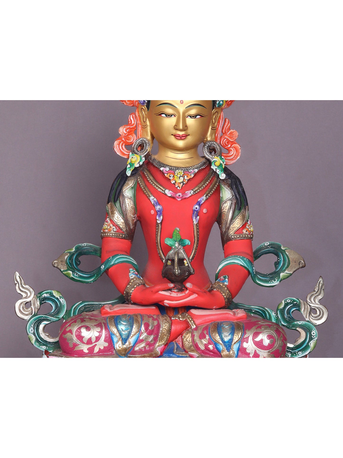 13" Copper Lord Aparmita Buddha Idol | Handmade Idol | Buddhist Deity Statue