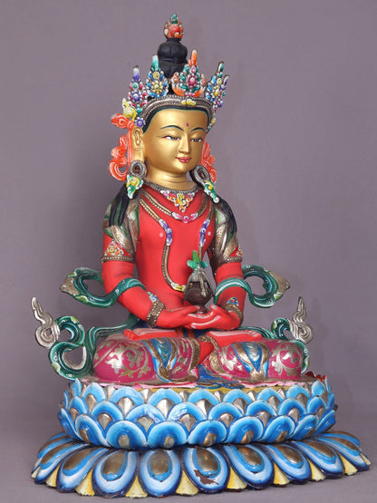 13" Copper Lord Aparmita Buddha Idol | Handmade Idol | Buddhist Deity Statue