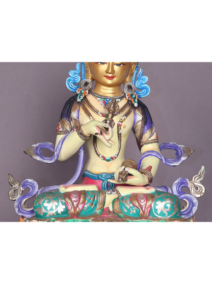 13" Tibetan Buddhist Deity Vajrasattva Copper Statue From Nepal | Handmade Buddhist Statue