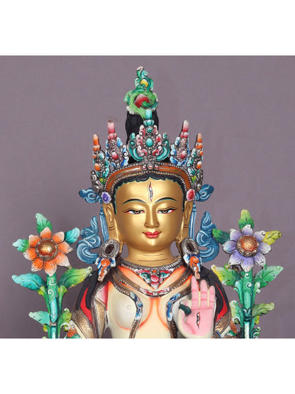 13" Tibetan Buddhist Goddess White Tara Copper Statue | Handmade | Goddess Statue