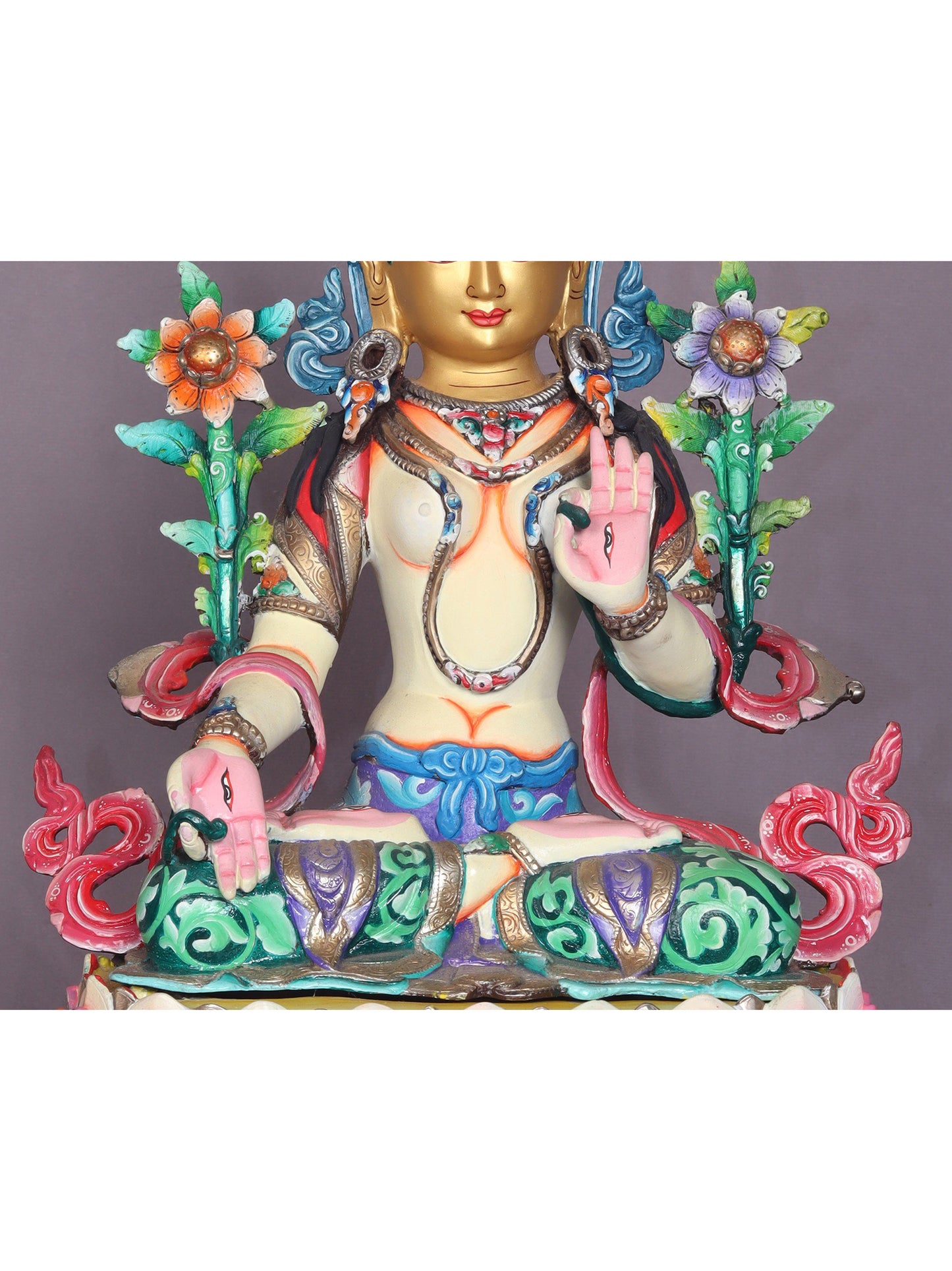 13" Tibetan Buddhist Goddess White Tara Copper Statue | Handmade | Goddess Statue