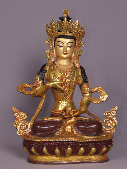 13" Tibetan Buddhist Deity Vajrasattva Statue | Handmade Buddhist Idol | Nepalese Copper Idols