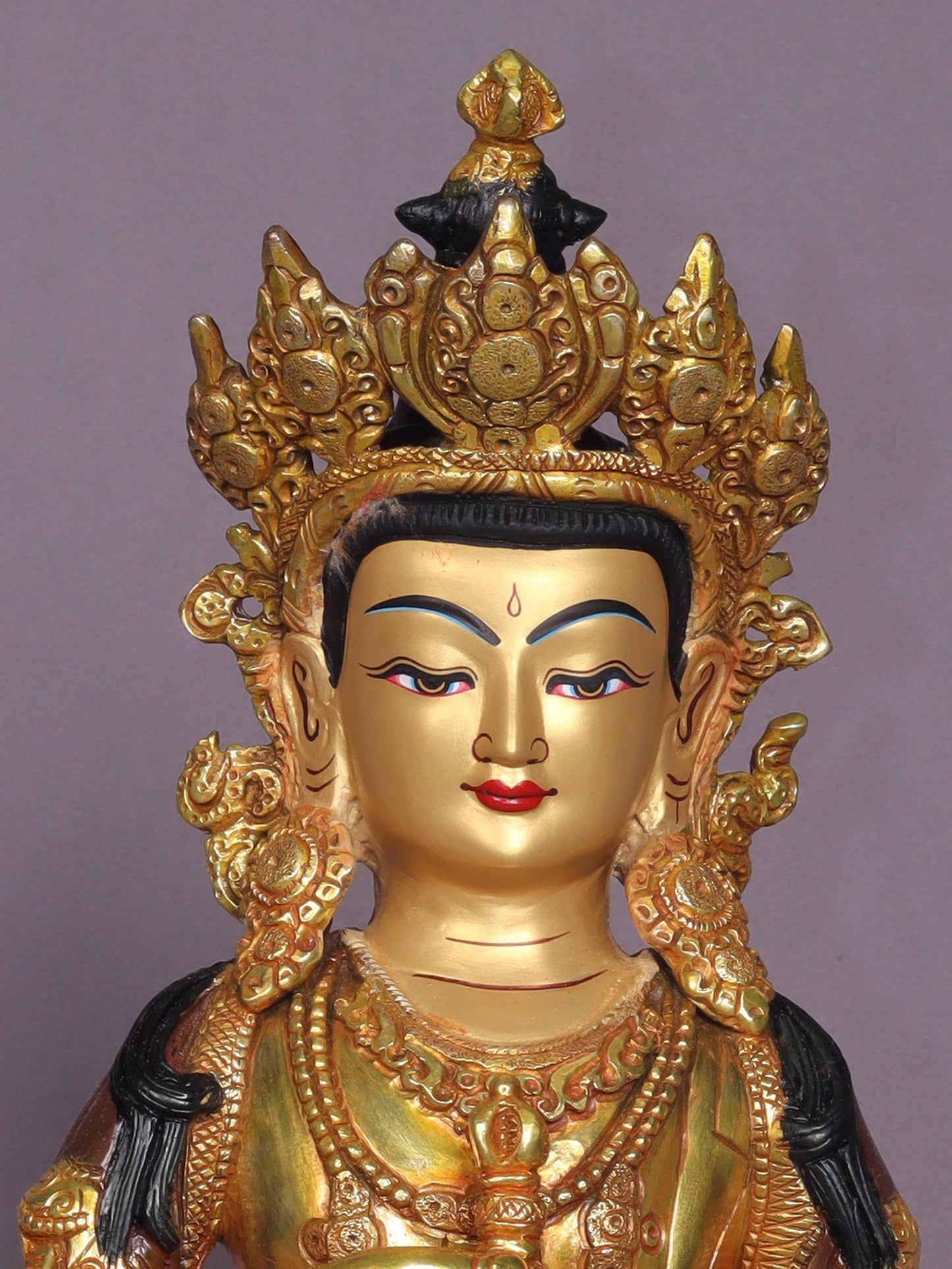 13" Tibetan Buddhist Deity Vajrasattva Statue | Handmade Buddhist Idol | Nepalese Copper Idols