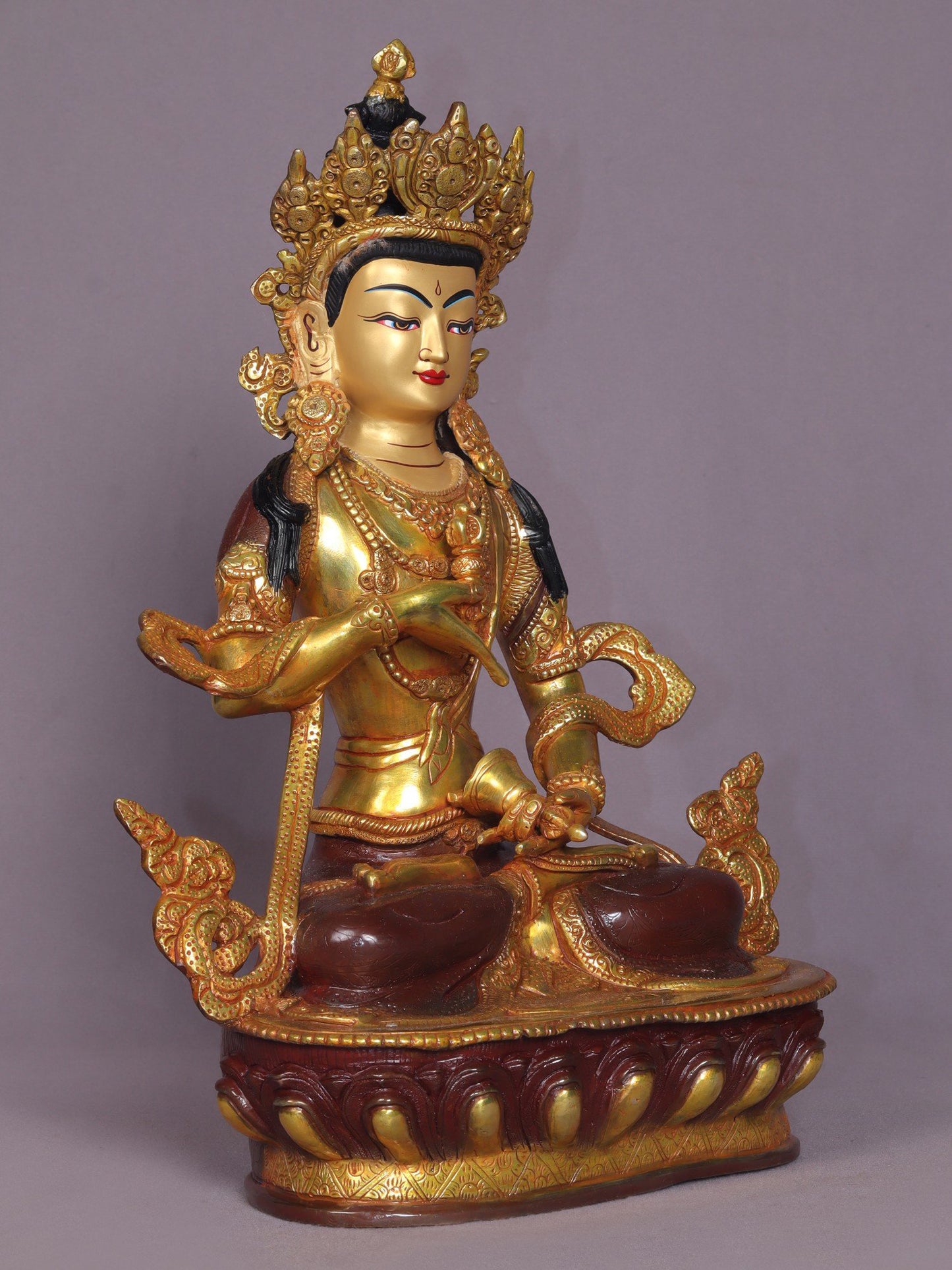 13" Tibetan Buddhist Deity Vajrasattva Statue | Handmade Buddhist Idol | Nepalese Copper Idols