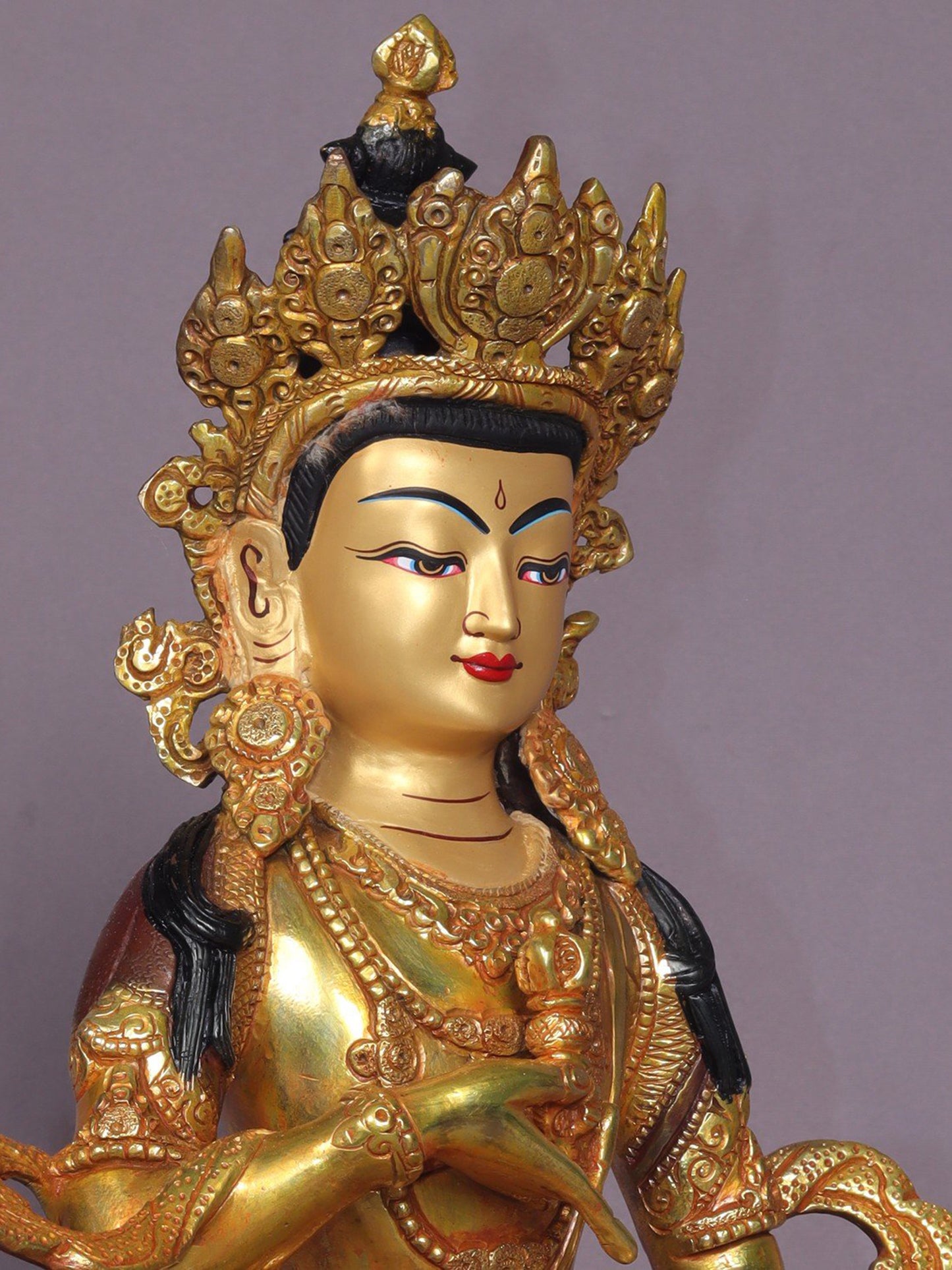 13" Tibetan Buddhist Deity Vajrasattva Statue | Handmade Buddhist Idol | Nepalese Copper Idols