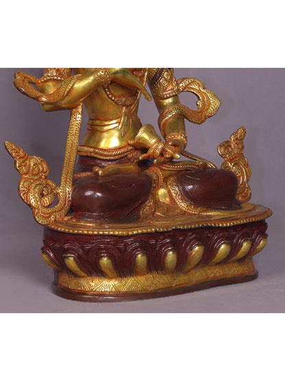 13" Tibetan Buddhist Deity Vajrasattva Statue | Handmade Buddhist Idol | Nepalese Copper Idols