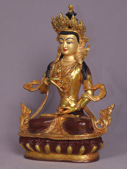 13" Tibetan Buddhist Deity Vajrasattva Statue | Handmade Buddhist Idol | Nepalese Copper Idols