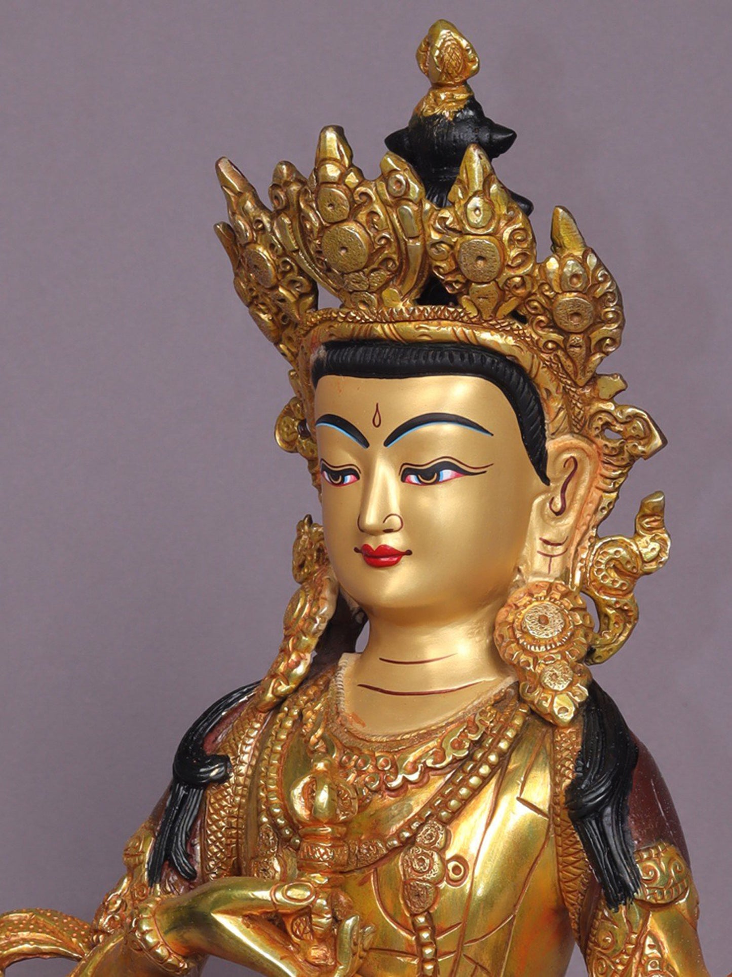 13" Tibetan Buddhist Deity Vajrasattva Statue | Handmade Buddhist Idol | Nepalese Copper Idols