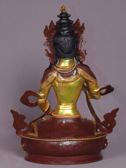 13" Tibetan Buddhist Deity Vajrasattva Statue | Handmade Buddhist Idol | Nepalese Copper Idols