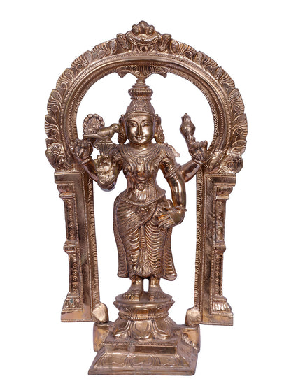 14'' Goddess Meenakshi | Madhuchista Vidhana (Lost-Wax) | Panchaloha Bronze from Swamimalai