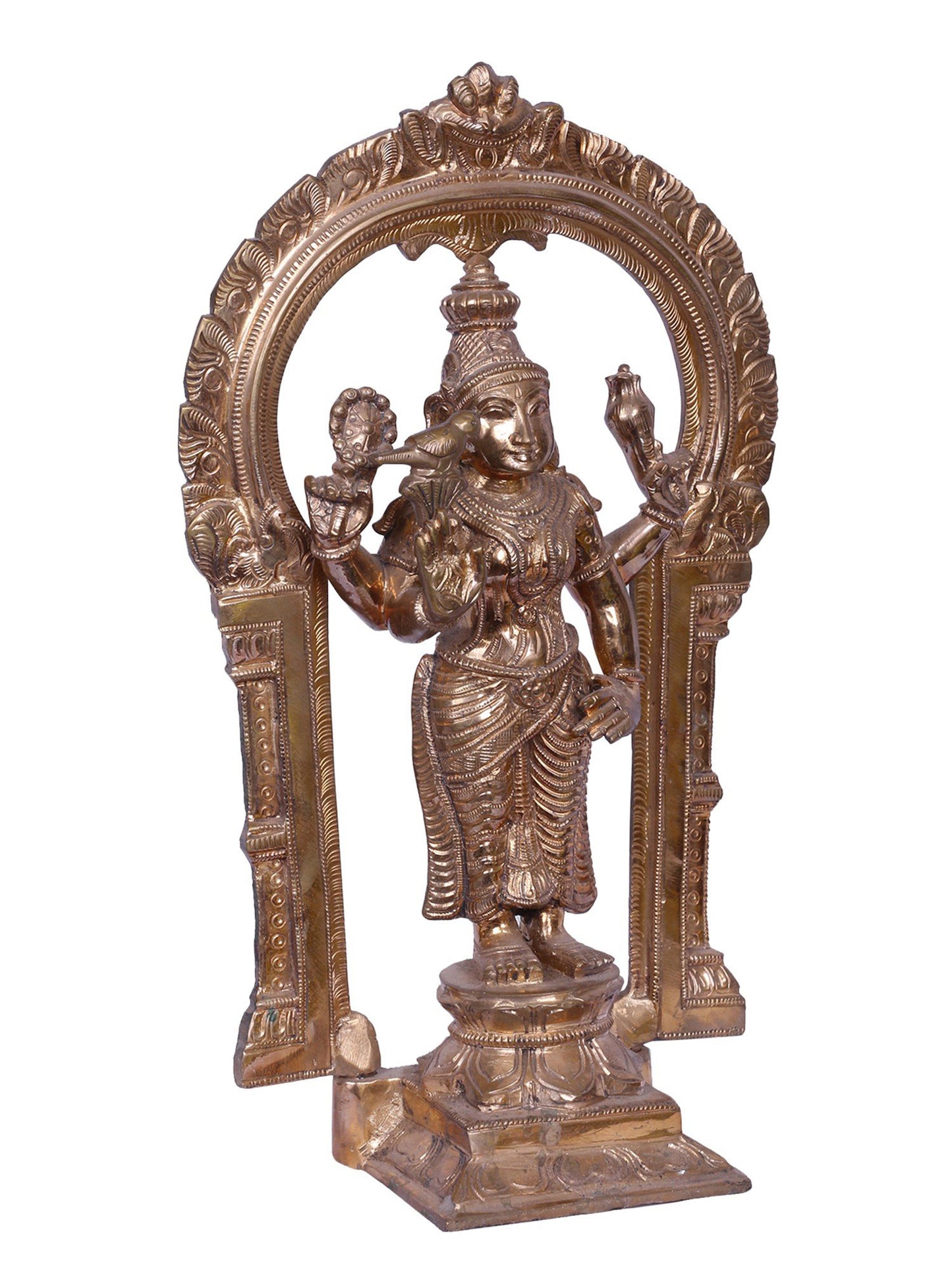 14'' Goddess Meenakshi | Madhuchista Vidhana (Lost-Wax) | Panchaloha Bronze from Swamimalai