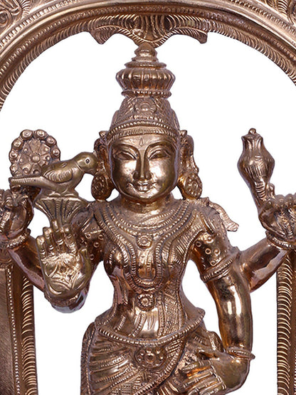 14'' Goddess Meenakshi | Madhuchista Vidhana (Lost-Wax) | Panchaloha Bronze from Swamimalai