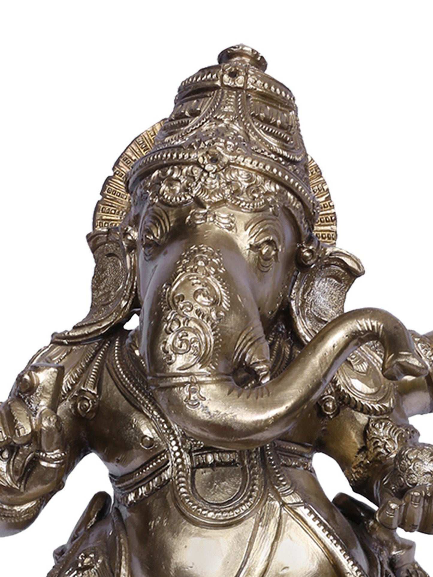 12" Dancing Lord Ganesha | Hoysala Art | Handmade Idol | Lord Ganesha Bronze Statue