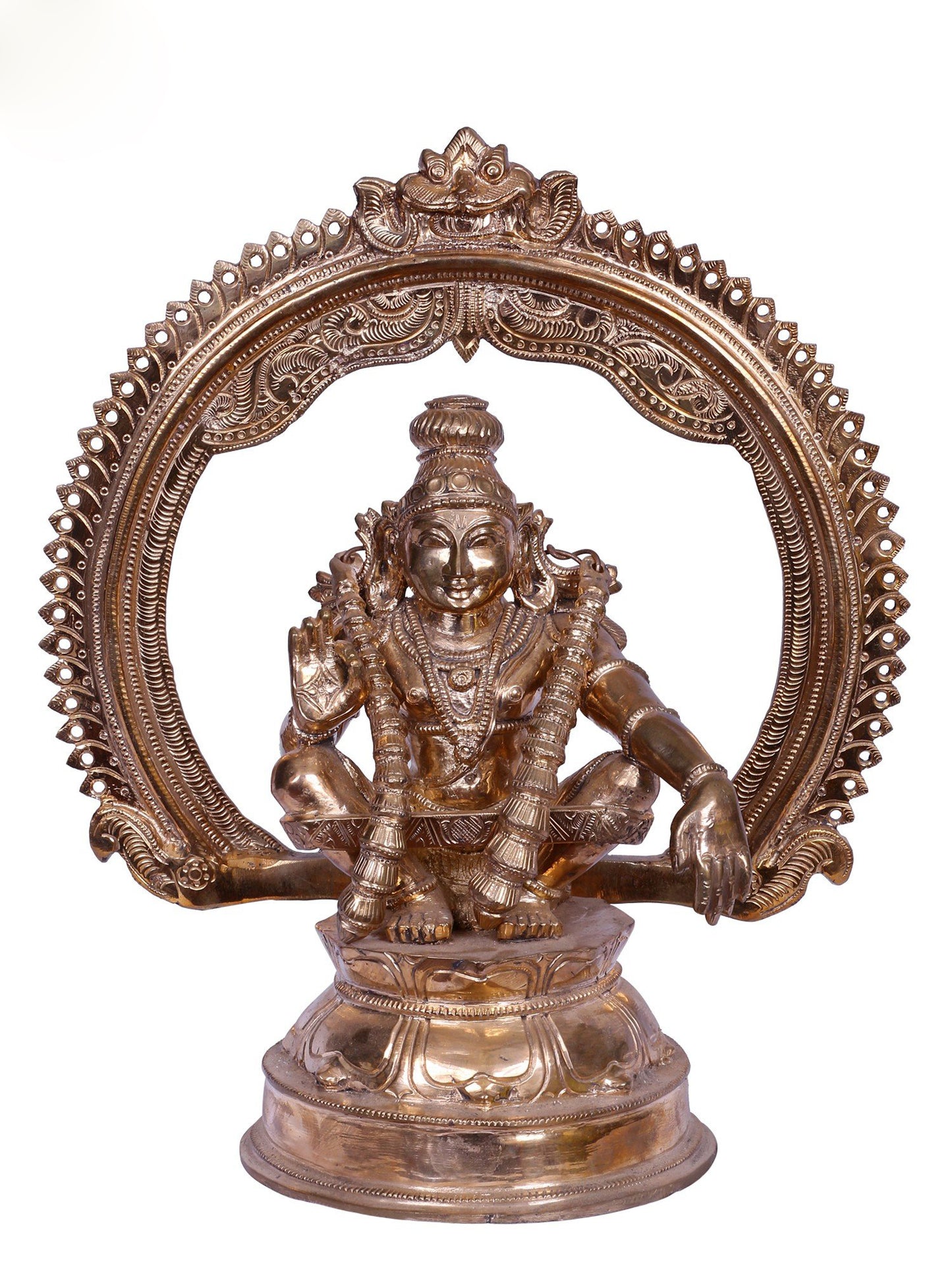 12'' Lord Ayyappan Statue | Madhuchista Vidhana (Lost-Wax) | Panchaloha Bronze from Swamimalai