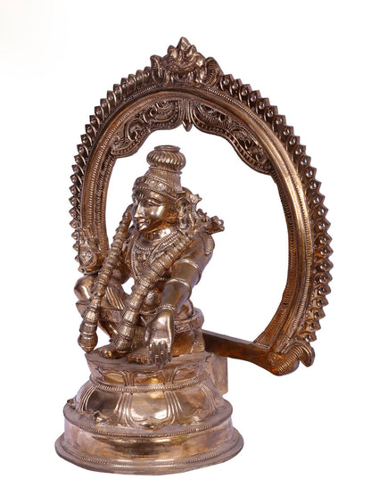 12'' Lord Ayyappan Statue | Madhuchista Vidhana (Lost-Wax) | Panchaloha Bronze from Swamimalai