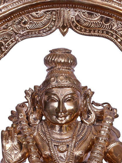 12'' Lord Ayyappan Statue | Madhuchista Vidhana (Lost-Wax) | Panchaloha Bronze from Swamimalai