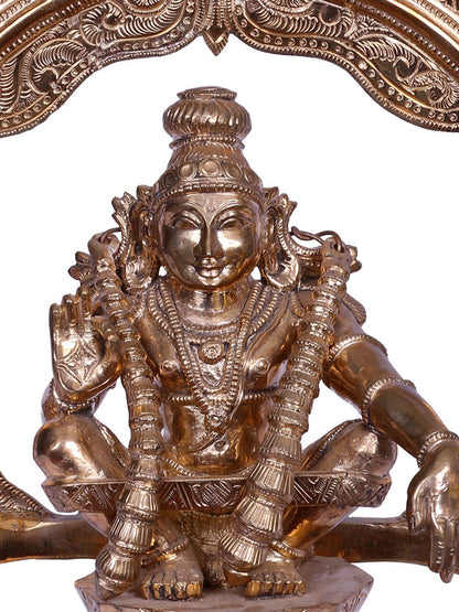 12'' Lord Ayyappan Statue | Madhuchista Vidhana (Lost-Wax) | Panchaloha Bronze from Swamimalai