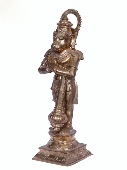 13" Standing Sankat Mochan Hanuman Ji | Madhuchista Vidhana (Lost-Wax) | Panchaloha Bronze from Swamimalai