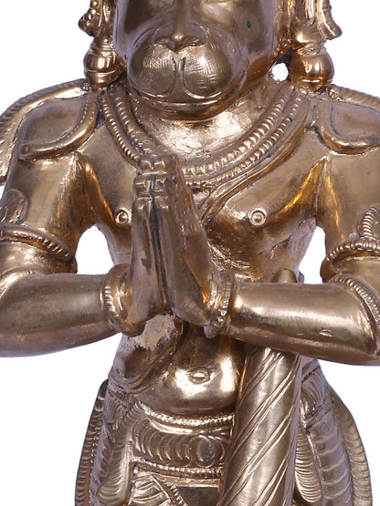 13" Standing Sankat Mochan Hanuman Ji | Madhuchista Vidhana (Lost-Wax) | Panchaloha Bronze from Swamimalai