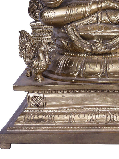 16" Goddess Saraswati with Kirtimukha Throne | Handmade Idol | Goddess Statue | Hoysala Art