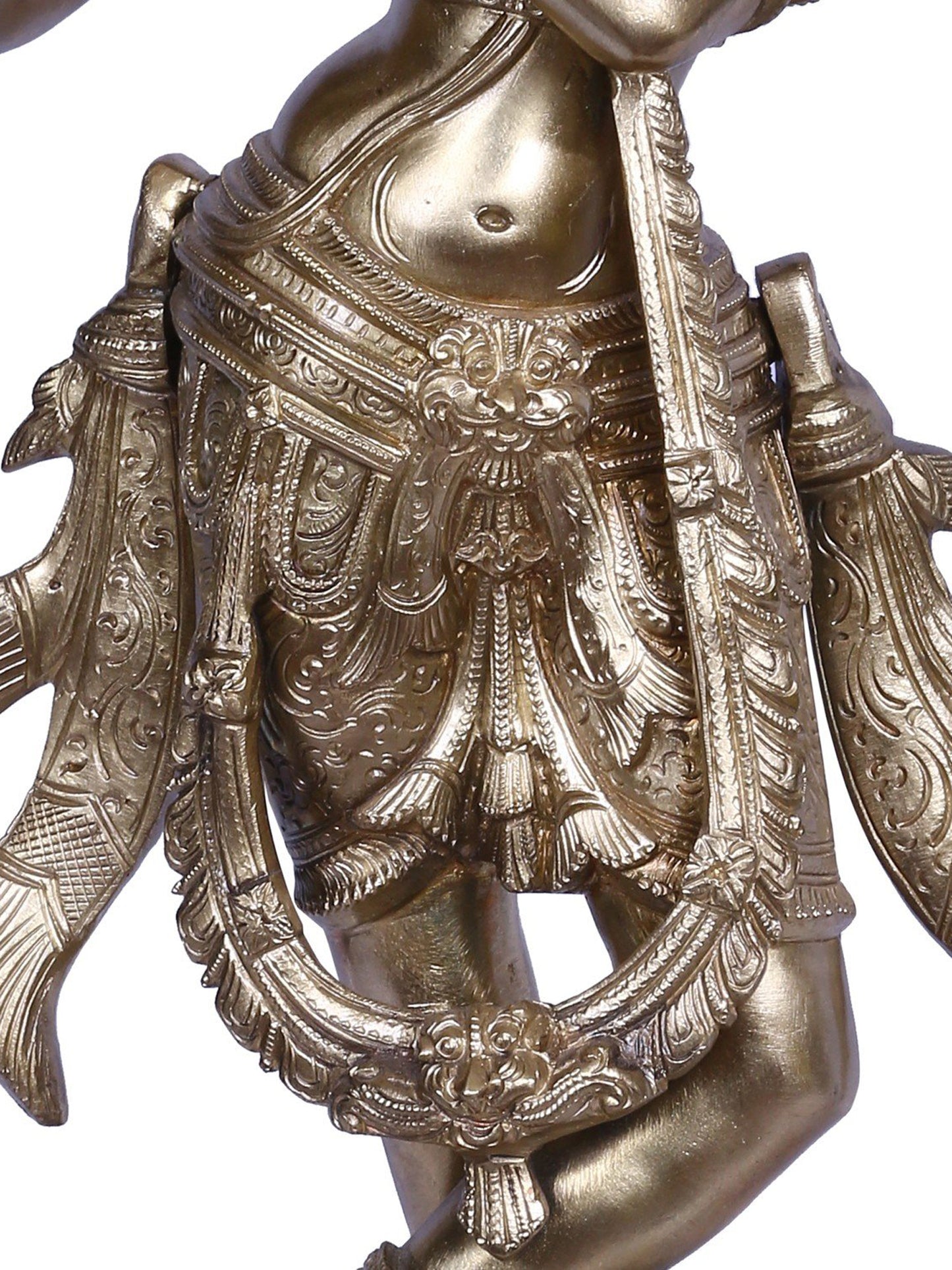 18" Standing Lord Krishna Playing Flute | Handmade Idol | Lord Krishna Bronze Statue | Hoysala Art