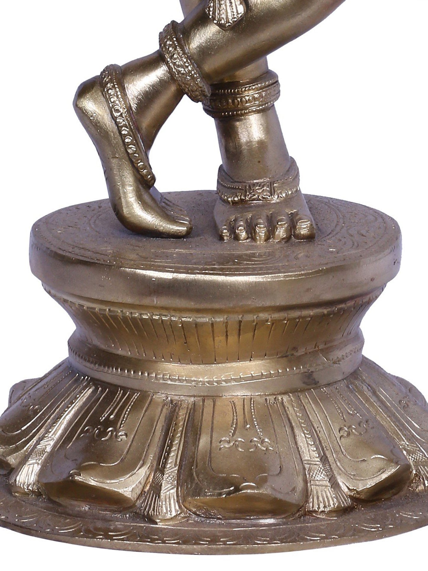 18" Standing Lord Krishna Playing Flute | Handmade Idol | Lord Krishna Bronze Statue | Hoysala Art