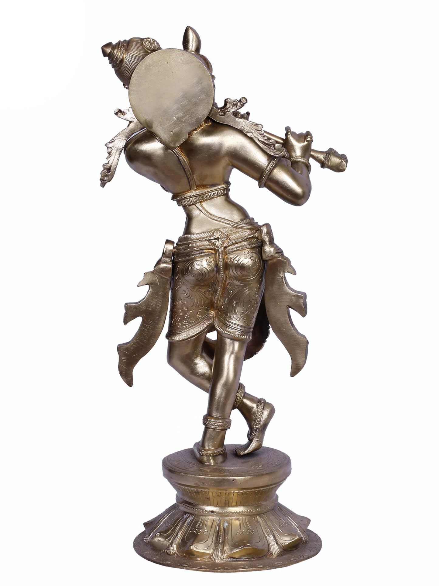 18" Standing Lord Krishna Playing Flute | Handmade Idol | Lord Krishna Bronze Statue | Hoysala Art