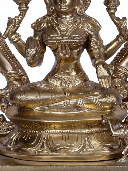 13" Goddess Lakshmi With Throne | Handmade Idol | Goddess Laxmi Statue | Hoysala Art