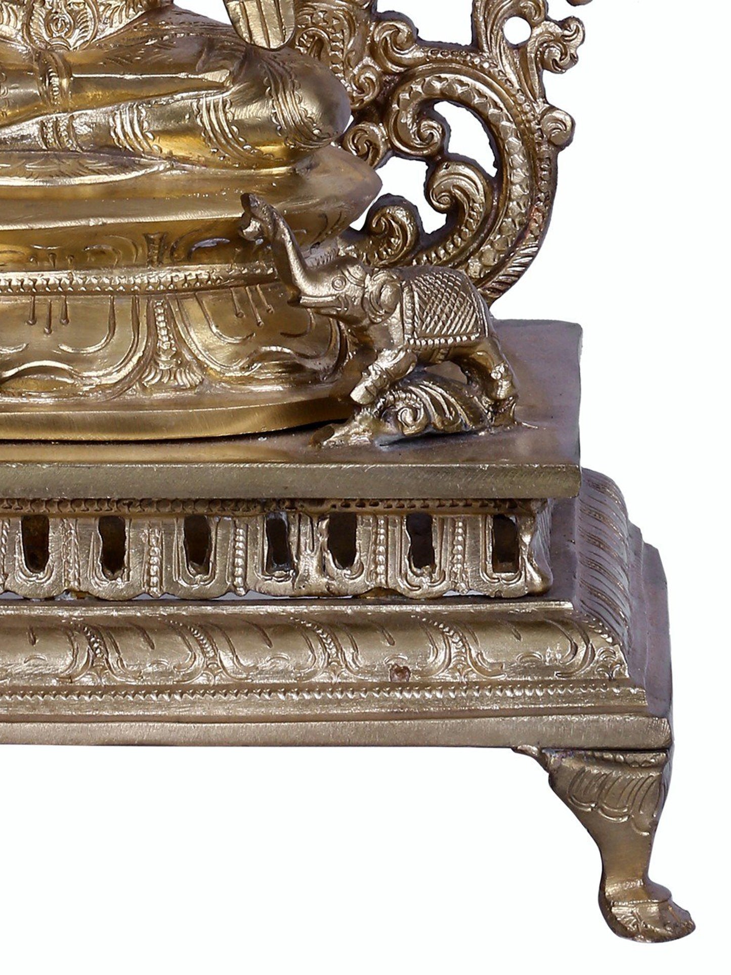 13" Goddess Lakshmi With Throne | Handmade Idol | Goddess Laxmi Statue | Hoysala Art