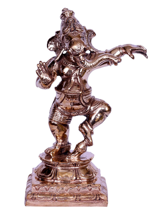 4" Small Dancing Ganesha Statue | Handmade | Madhuchista Vidhana (Lost-Wax) | Panchaloha Bronze from Swamimalai