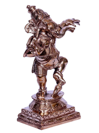 4" Small Dancing Ganesha Statue | Handmade | Madhuchista Vidhana (Lost-Wax) | Panchaloha Bronze from Swamimalai