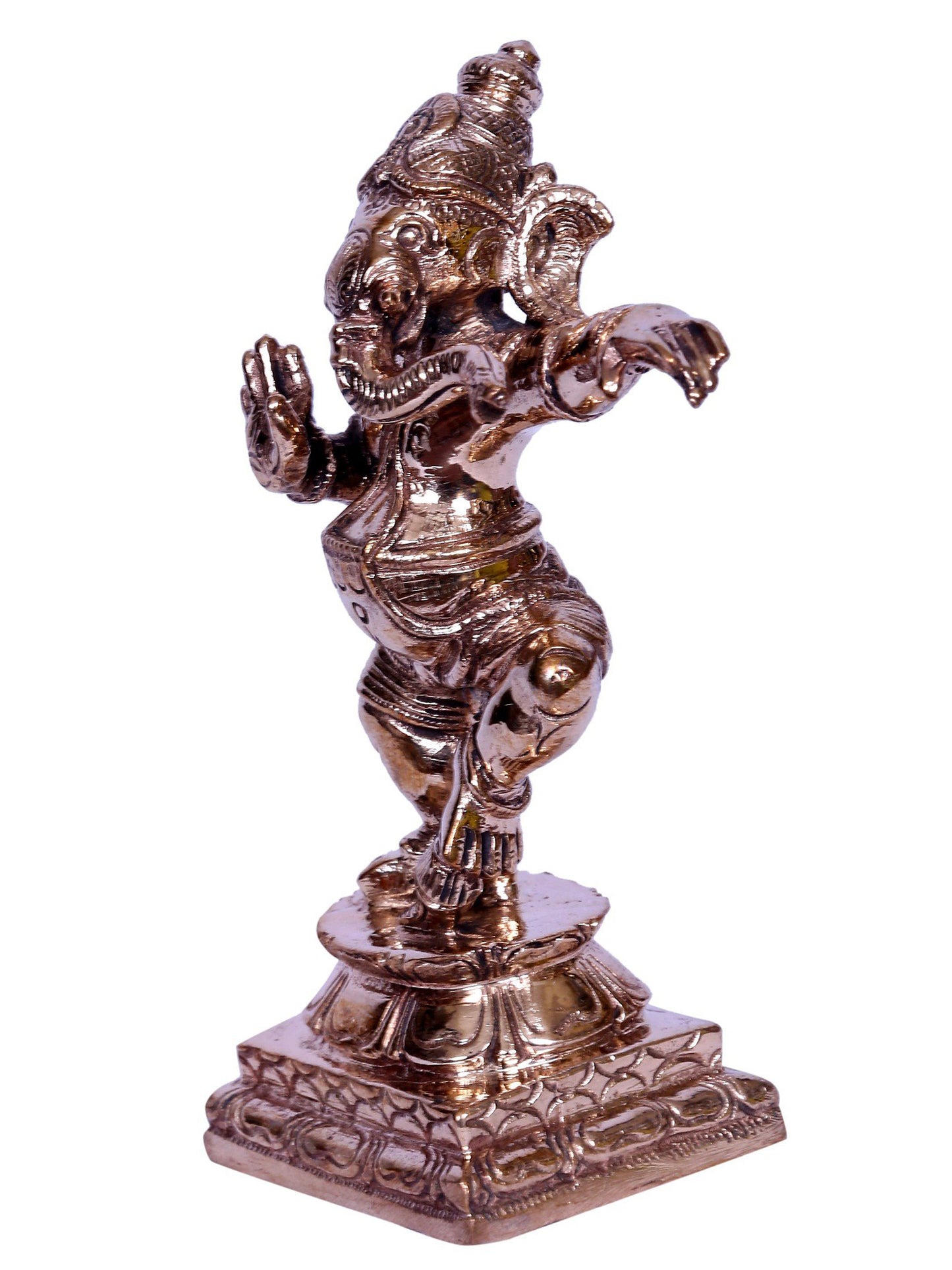 4" Small Dancing Ganesha Statue | Handmade | Madhuchista Vidhana (Lost-Wax) | Panchaloha Bronze from Swamimalai