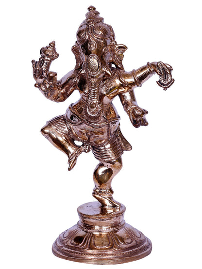 5" Small Lord Dancing Ganesha Idol | Madhuchista Vidhana (Lost-Wax) | Panchaloha Bronze from Swamimalai