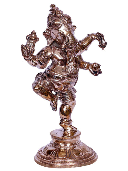 5" Small Lord Dancing Ganesha Idol | Madhuchista Vidhana (Lost-Wax) | Panchaloha Bronze from Swamimalai