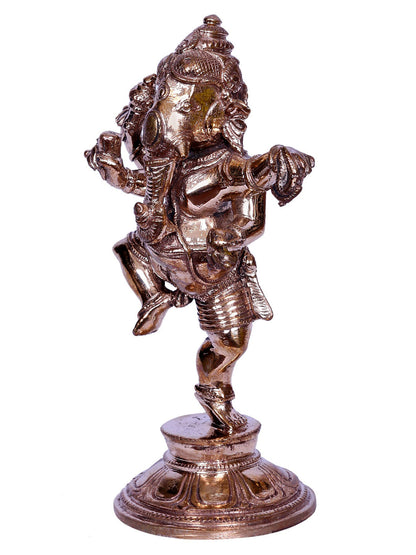 5" Small Lord Dancing Ganesha Idol | Madhuchista Vidhana (Lost-Wax) | Panchaloha Bronze from Swamimalai