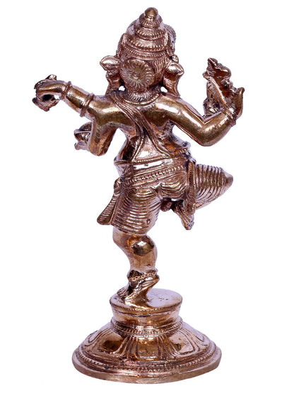 5" Small Lord Dancing Ganesha Idol | Madhuchista Vidhana (Lost-Wax) | Panchaloha Bronze from Swamimalai