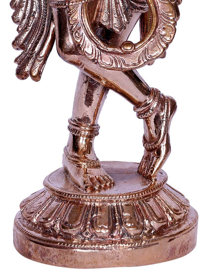 7" Small Lord Krishna Idol Playing Flute | Madhuchista Vidhana (Lost-Wax) | Panchaloha Bronze from Swamimalai