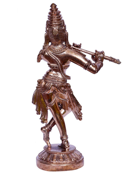 7" Small Lord Krishna Idol Playing Flute | Madhuchista Vidhana (Lost-Wax) | Panchaloha Bronze from Swamimalai