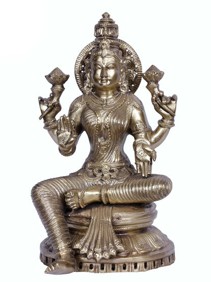 13" Bronze Goddess Lakshmi | Handmade Idol | Bronze Goddess Laxshmi Statue | Hoysala Art