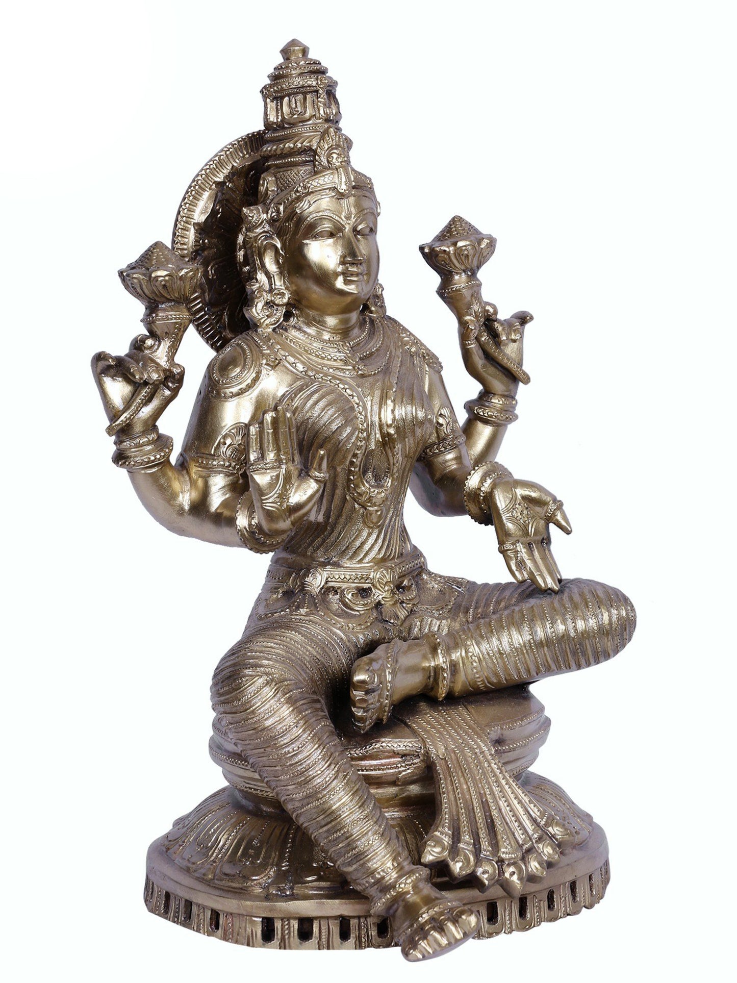 13" Bronze Goddess Lakshmi | Handmade Idol | Bronze Goddess Laxshmi Statue | Hoysala Art