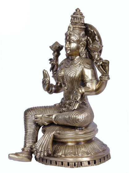 13" Bronze Goddess Lakshmi | Handmade Idol | Bronze Goddess Laxshmi Statue | Hoysala Art