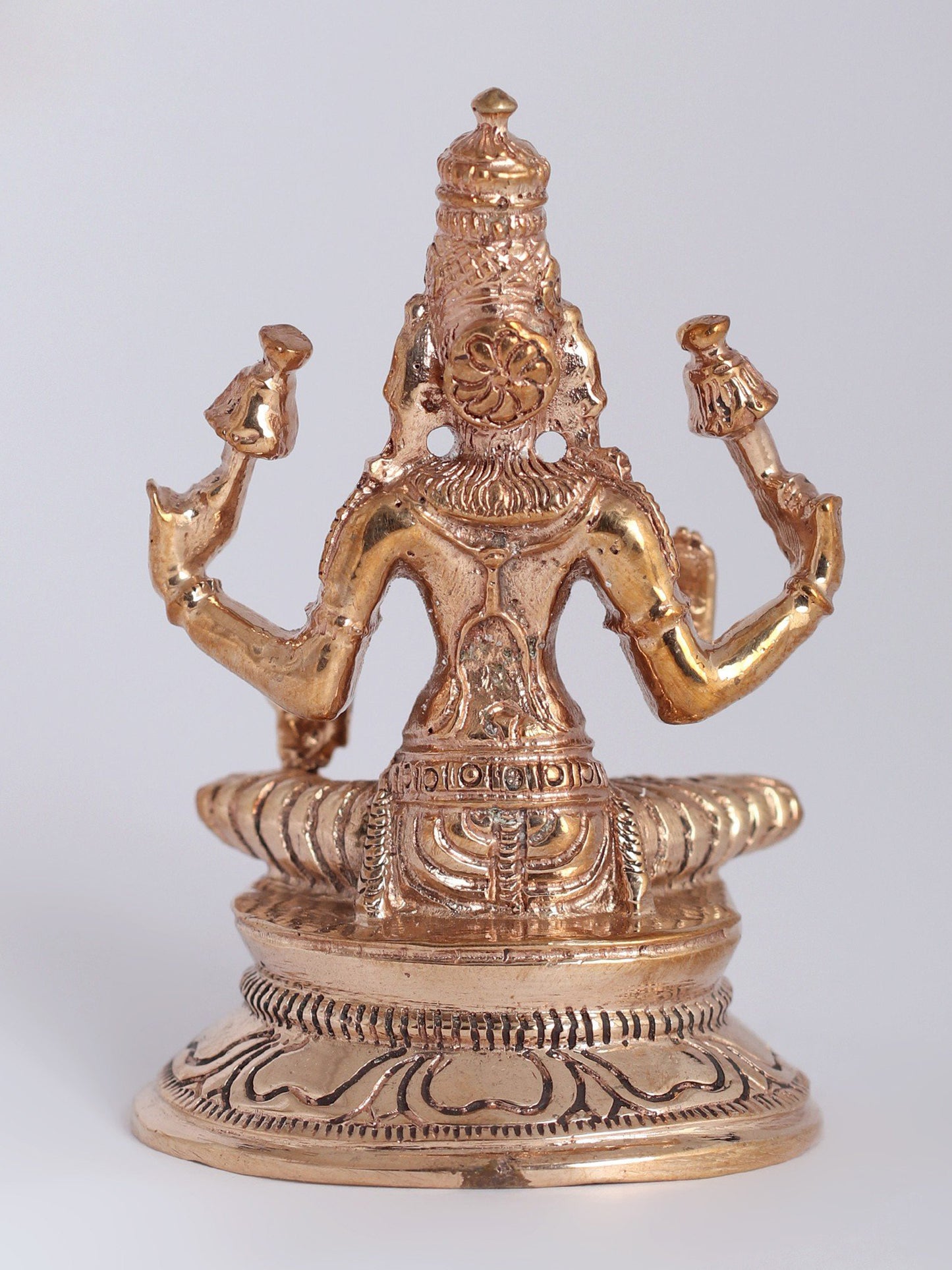 3" Bronze Goddess Lakshmi Statue Seated on Pedestal | Handmade Idol | Gpddess Laxmi Bronze Statue