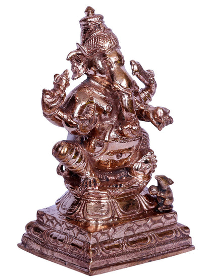 3" Sitting Four Hands Lord Ganapati Bronze Statue | Handmade Idol | Lord Ganesha Bronze Statue