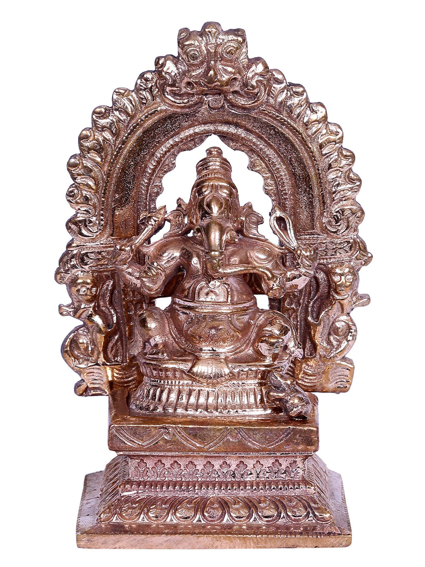 3" Bronze Lord Ganesha Statue Seated on Throne | Handmade