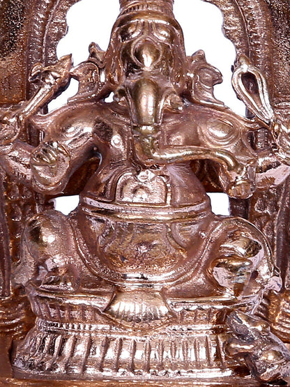 3" Bronze Lord Ganesha Statue Seated on Throne | Handmade