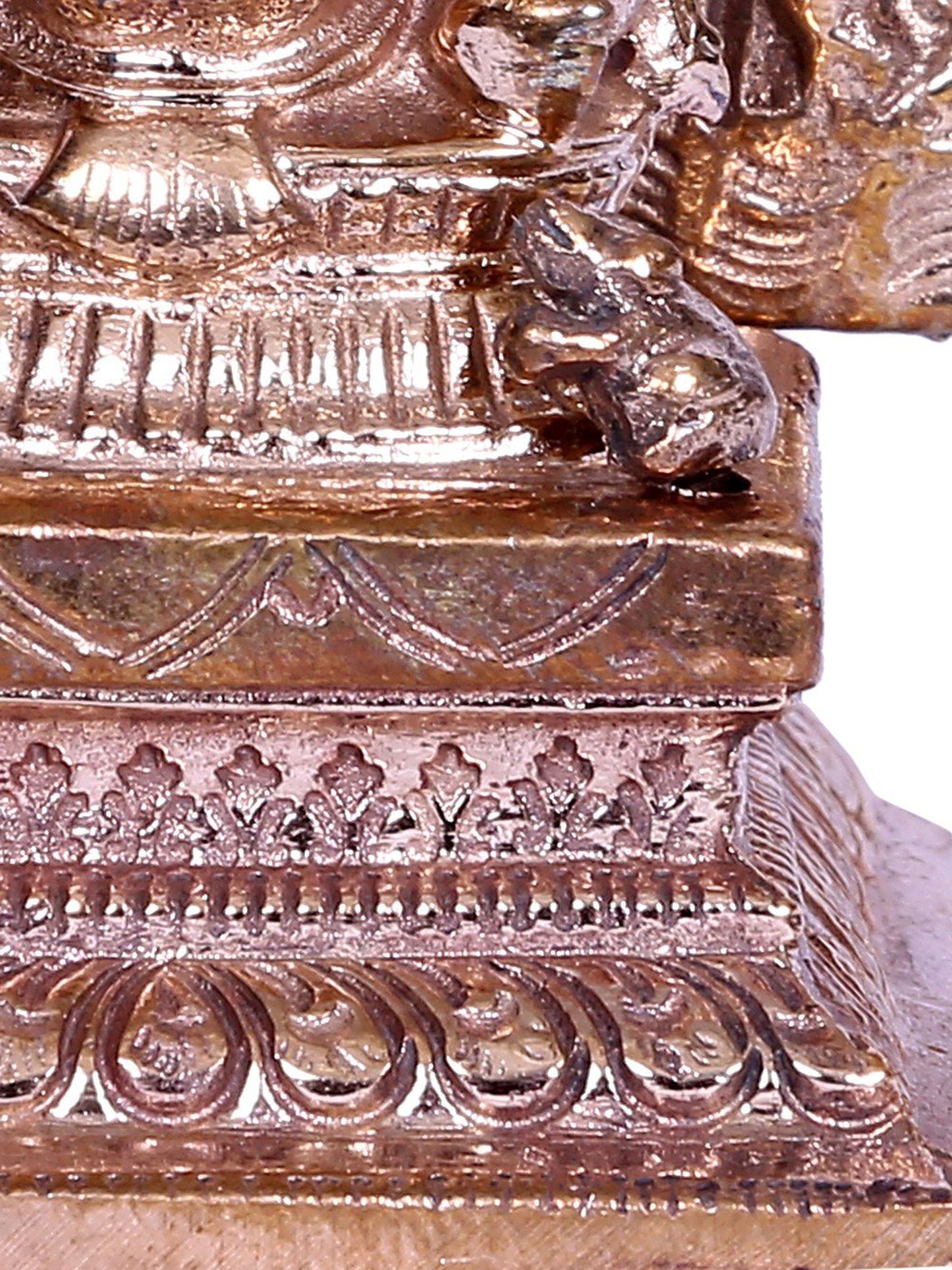 3" Bronze Lord Ganesha Statue Seated on Throne | Handmade