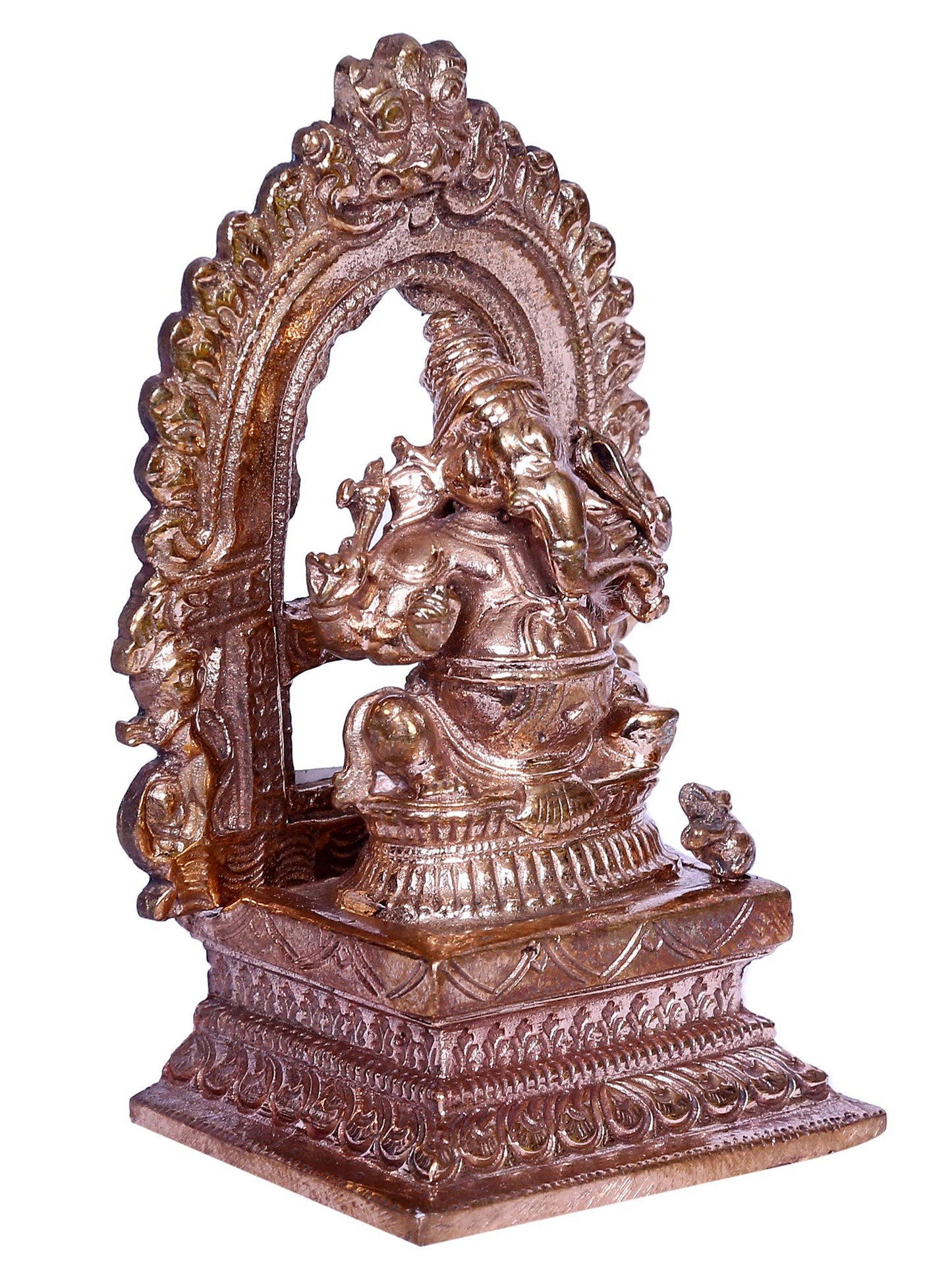 3" Bronze Lord Ganesha Statue Seated on Throne | Handmade