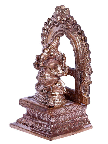 3" Bronze Lord Ganesha Statue Seated on Throne | Handmade