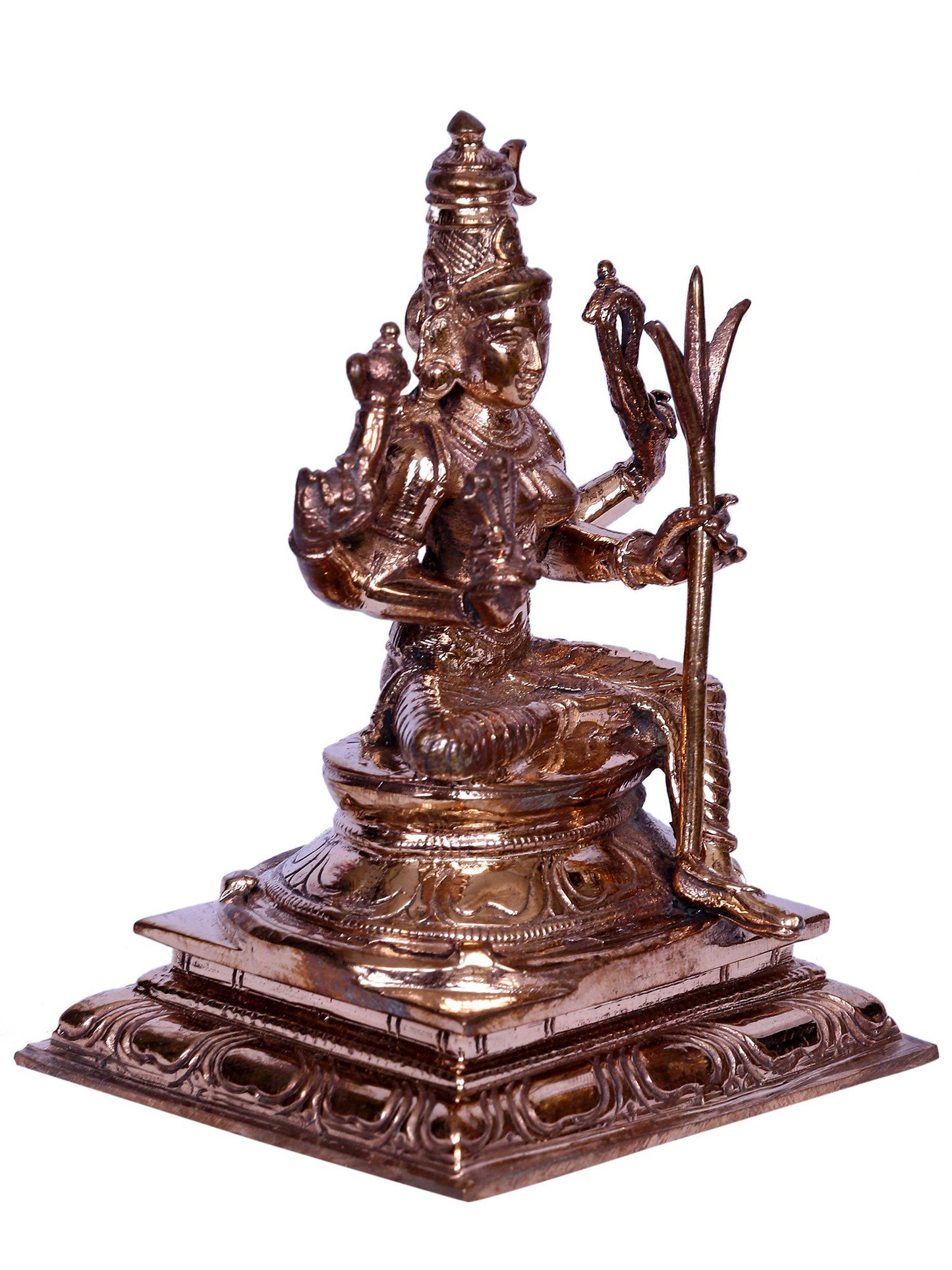 4" Bronze Goddess Rajarajeshwari Sculpture | Handmade